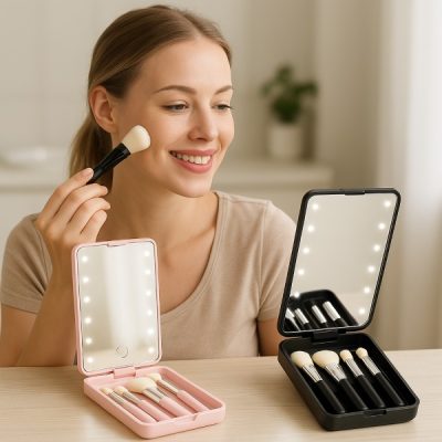 Mini komplet čopičev z LED ogledalom | GLOBRISTIC