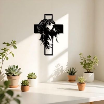 Sodoben kovinski stenski križ | JESUMET